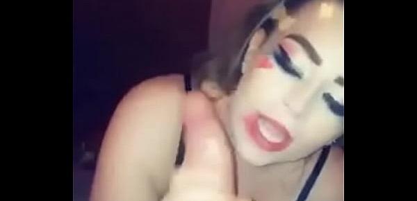  Teen slut gives spitty titfuck for cum on big tits, filmed on Snapchat - Ameliaskye